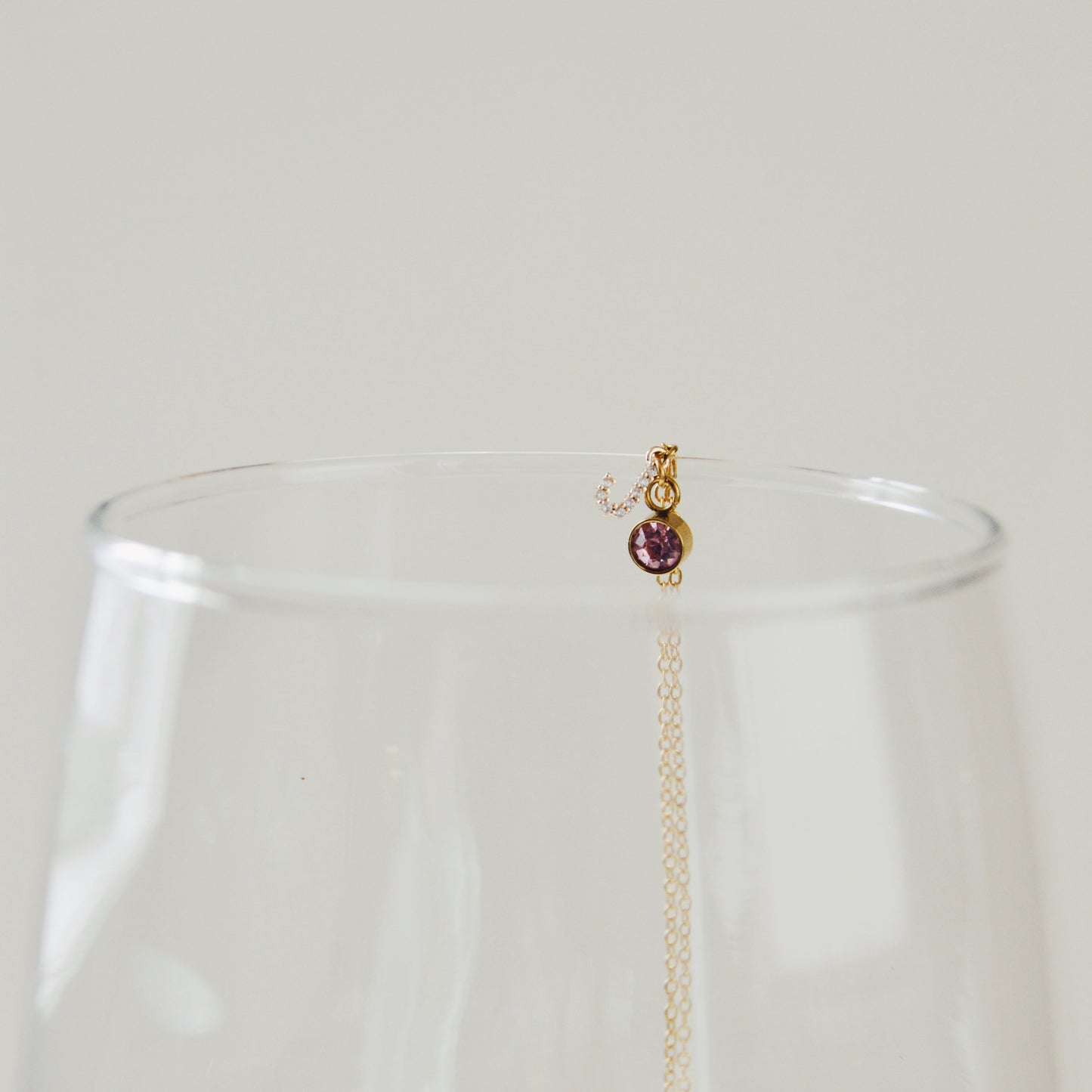 Dainty Initial Necklace with Birthstone