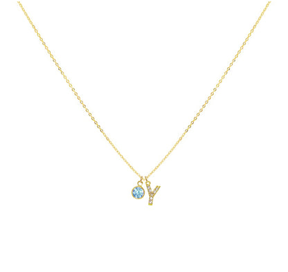 Dainty Initial Necklace with Birthstone