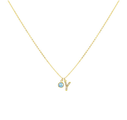 Dainty Initial Necklace with Birthstone