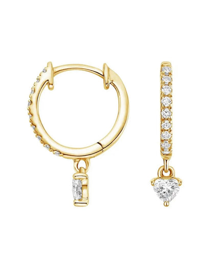 Mini Pave Heart Charm Hoops